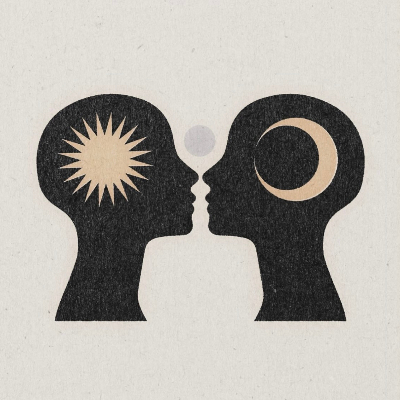 illustration of two heads facing each other